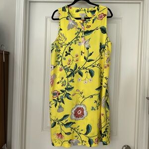 LOFT Yellow Floral Sleeveless Dress Size XL